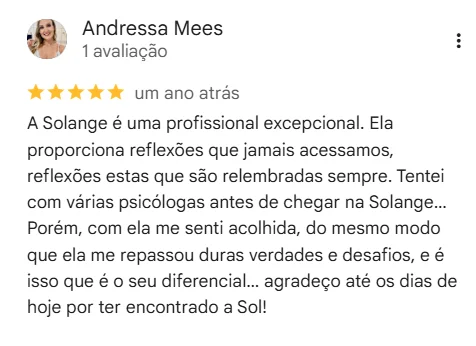 Print da avaliação de Andressa Mees no Google