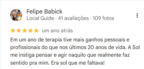 Print da avaliação de Felipe Babick no Google