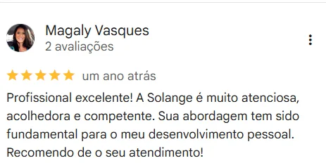 Print da avaliação de Magaly Vasques no Google