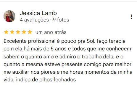 Print da avaliação de Jessica Lamb no Google