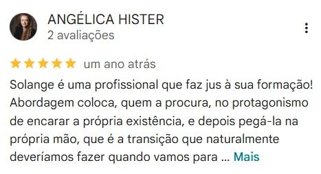 Print da avaliação de Angélica Hister no Google